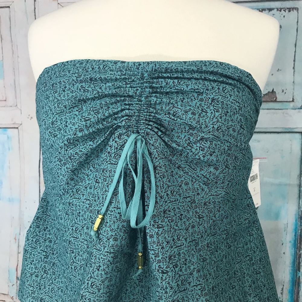 New Maeve Turquoise Convertible Pattern Print Top - Picture 4 of 8